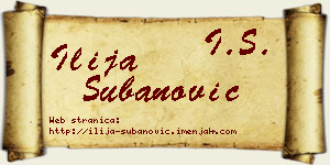 Ilija Subanović vizit kartica